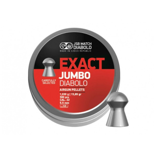 Śrut diabolo JSB Exact Jumbo 5,52 mm 500 szt.
Śrut diabolo JSB Exact Jumbo 5,52 mm 500 szt.