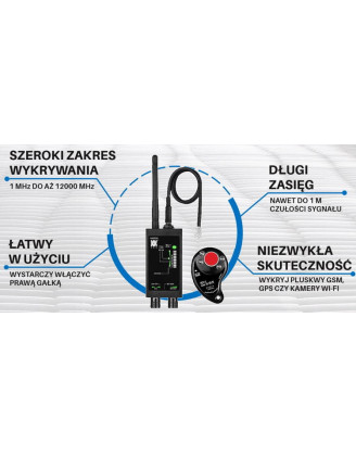 Wykrywacz podsłuchów i GPS MD8000 ( Pluskwy, lokalizatory oraz kamery WI-FI )