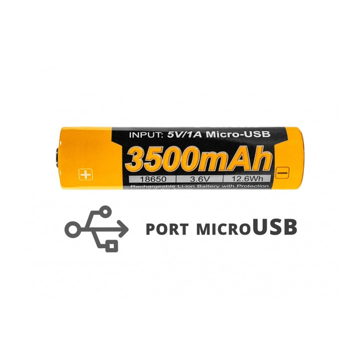 Akumulator Fenix USB ARB-L18U: 18650 3500mAh 3,6V | Skuteczne ładowanie do 500 cykli