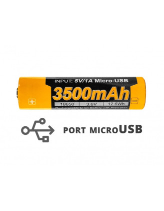 Akumulator Fenix USB ARB-L18U: 18650 3500mAh 3,6V | Skuteczne ładowanie do 500 cykli