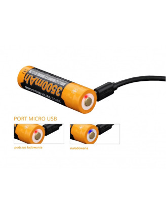 Akumulator Fenix USB ARB-L18U: 18650 3500mAh 3,6V | Skuteczne ładowanie do 500 cykli