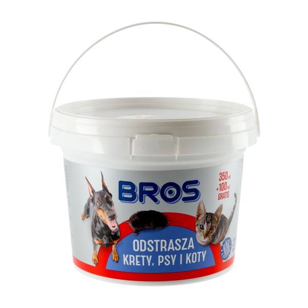 Granulat Bros odstrasza krety, psy i koty 350 ml + 100 ml gratis Granulat Bros odstrasza krety, psy i koty 350 ml + 100 ml gratis