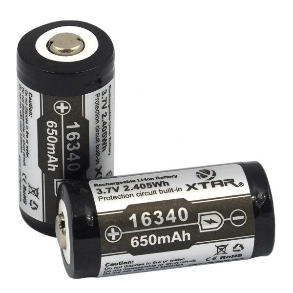 Akumulator XTAR 16340 / R-CR123 3,7V Li-ion 650mAh z zabezpieczeniem Akumulator XTAR 16340 / R-CR123 3,7V Li-ion 650mAh z zabezpieczeniem