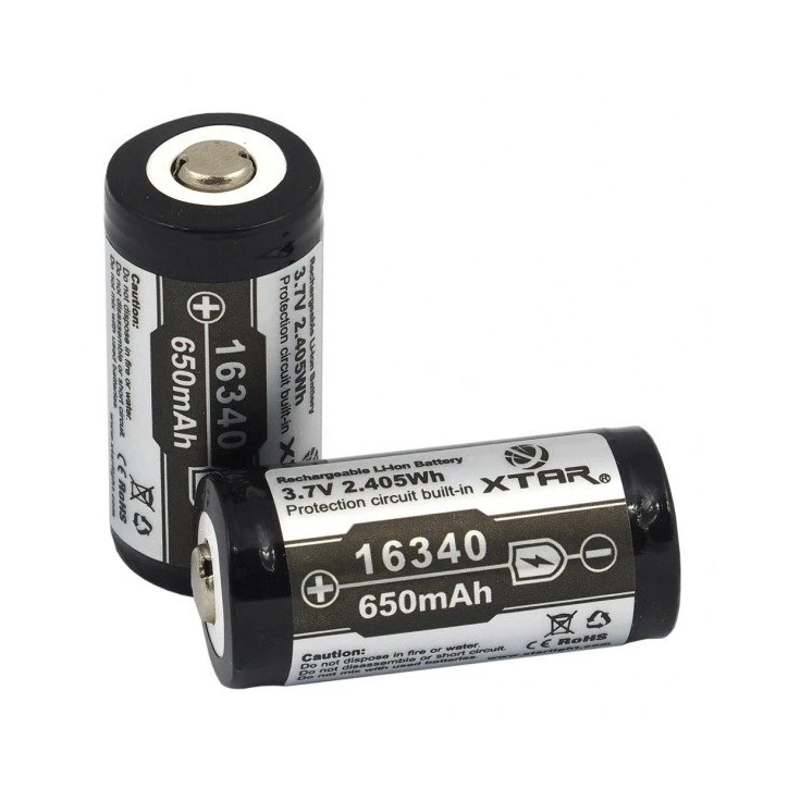 Akumulator XTAR 16340 / R-CR123 3,7V Li-ion 650mAh z zabezpieczeniem
