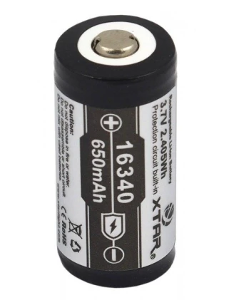 Akumulator XTAR 16340 / R-CR123 3,7V Li-ion 650mAh z zabezpieczeniem