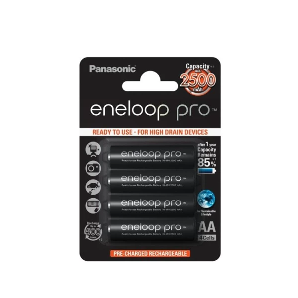 4 x Panasonic Eneloop PRO R6/AA 2550mAh BK-3HCDE/4BE (blister) 4 x Panasonic Eneloop PRO R6/AA 2550mAh BK-3HCDE/4BE (blister)