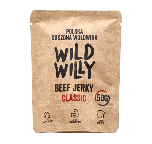 Wild Willy Wołowina Suszona Klasyczna 50g - Naturalna Przekąska