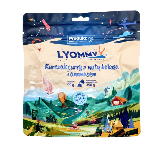 Lyommy Kurczak Curry z Kokosem i Ananasem - Liofilizat 350g