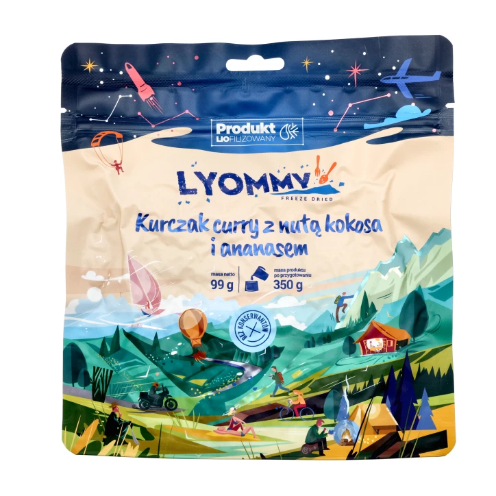 Lyommy Kurczak Curry z Kokosem i Ananasem - Liofilizat 350g