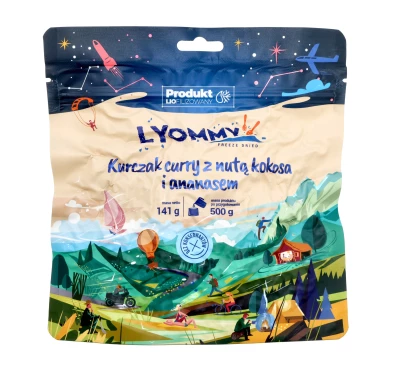 Lyommy Kurczak Curry z Kokosem i Ananasem 500g - Liofilizat Turystyczny