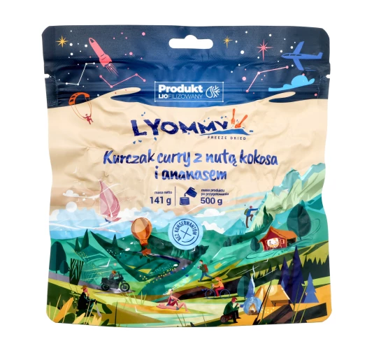 Lyommy Kurczak Curry z Kokosem i Ananasem 500g - Liofilizat Turystyczny