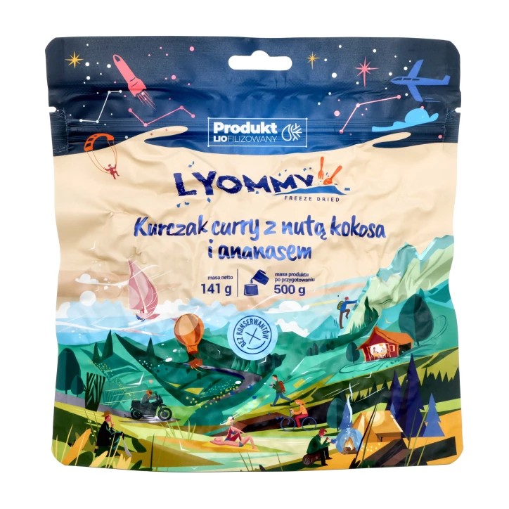 Lyommy Kurczak Curry z Kokosem i Ananasem 500g - Liofilizat Turystyczny