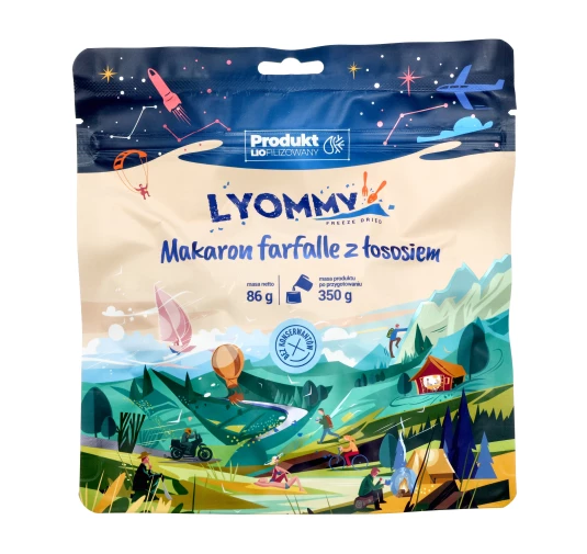 Lyommy Farfalle z Łososiem 350g - Liofilizowany Makaron