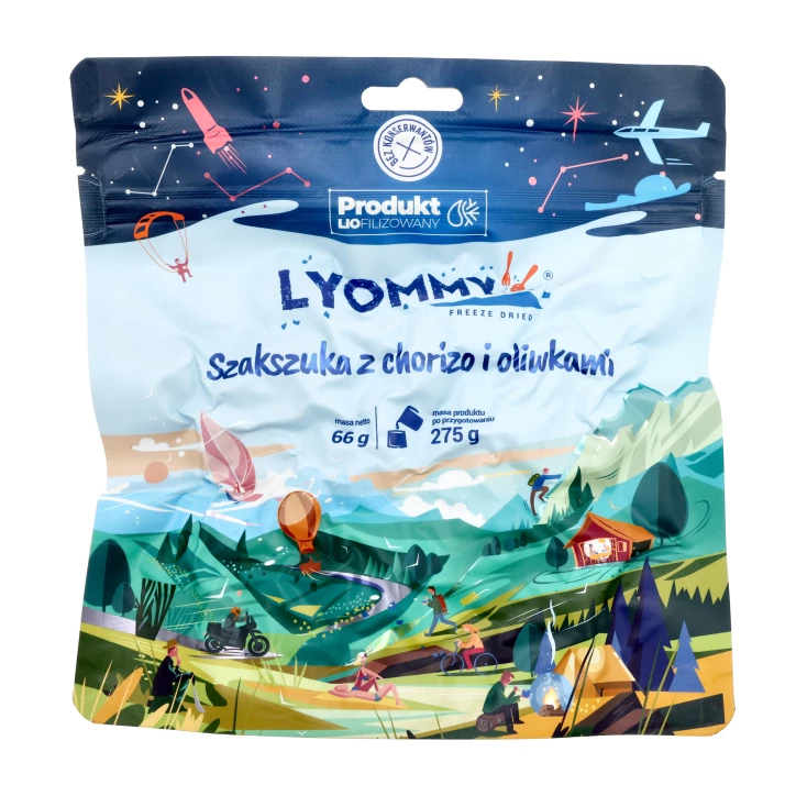 Lyommy Szakszuka z Chorizo i Oliwkami - Liofilizowana Kuchnia Turystyczna