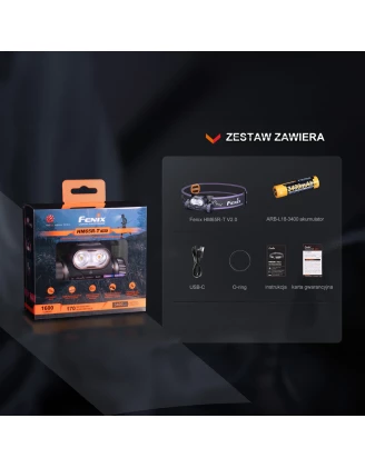 Latarka czołowa Fenix HM65R-T V2.0 ciemnofioletowa