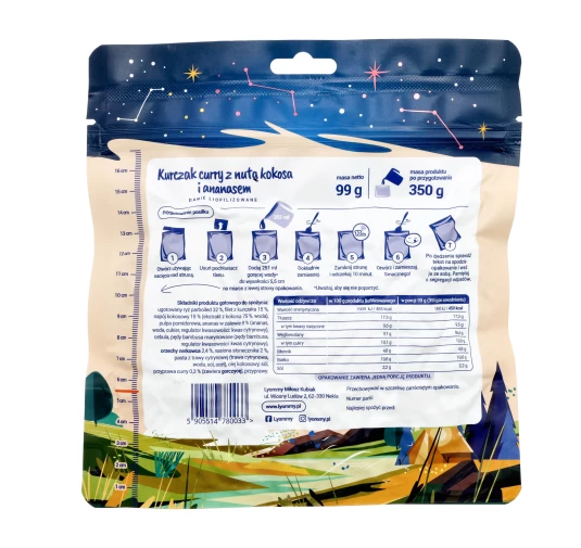Lyommy Kurczak Curry z Kokosem i Ananasem 350g