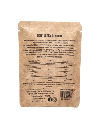 Wild Willy Wołowina Suszona Klasyczna 50g - Naturalna Przekąska