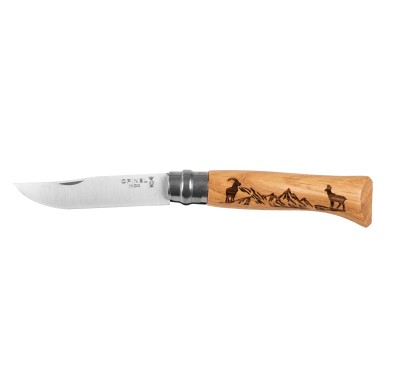 Nóż Opinel 8 inox dąb Animal - kozica: stylowy i wytrzymały!