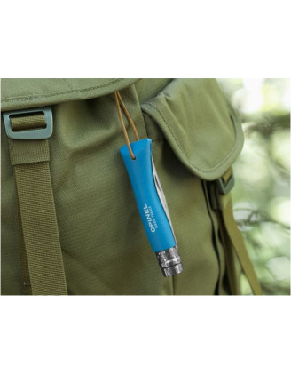 Nóż Opinel Colorama 07 inox grab niebieski z rzemieniem