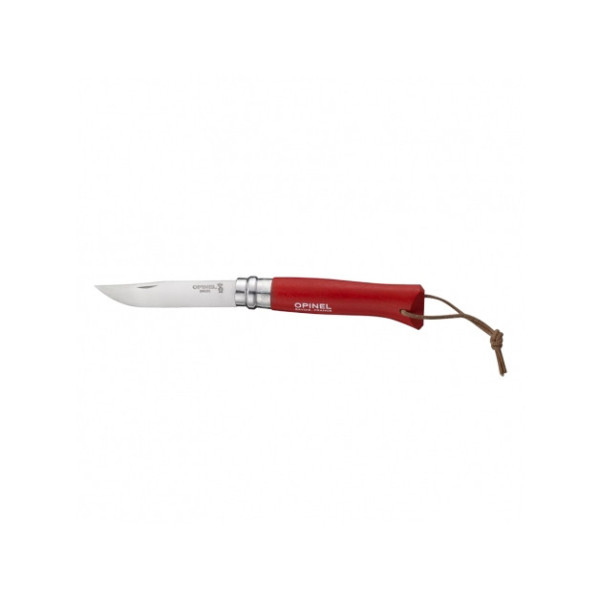 Nóż Opinel Colorama 08 inox grab czerwony z rzemieniem Nóż Opinel Colorama 08 inox grab czerwony z rzemieniem