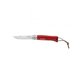Nóż Opinel Colorama 08 inox grab czerwony z rzemieniem Nóż Opinel Colorama 08 inox grab czerwony z rzemieniem